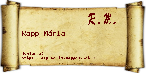 Rapp Mária névjegykártya